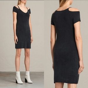 All Saints Black Stretchy Shoulder Boast Dress LRG